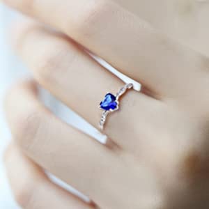 Bonlavie 1.25Ct 6Mm X6Mm 925 Sterling Silver Heart Cut Created Blue Sapphire Ring For Womens Heart Promise Ring Engagement Wedding Ring For Women Size 9 #TOP3