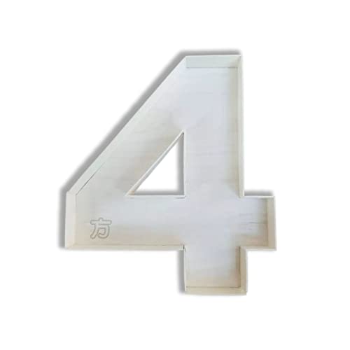 DIY dekorative hohle Zahlen 4, befüllbare Holzzahlen Form 0-9