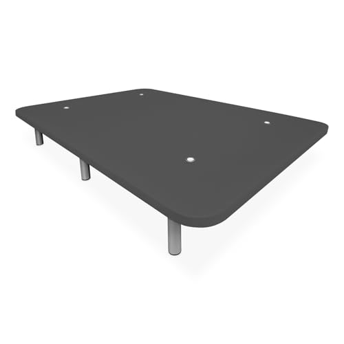 Duérmete Online - Base Tapizada 3D Extra Resistente con Gran Estabilidad y 5 Barras Transversales + 6 Patas metálicas roscadas de 25cm, 150 x 200, Gris Oscuro