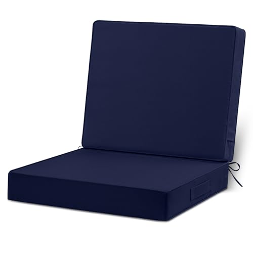 cozyide 22x22 Outdoor Cushions for Patio Furniture, Waterproof Outdoor Chair Cushions with Non-Slip Ties and Handle, Washable Deep Seat Cushions for Outdoor Furniture with Removable Cover, Navy Deal