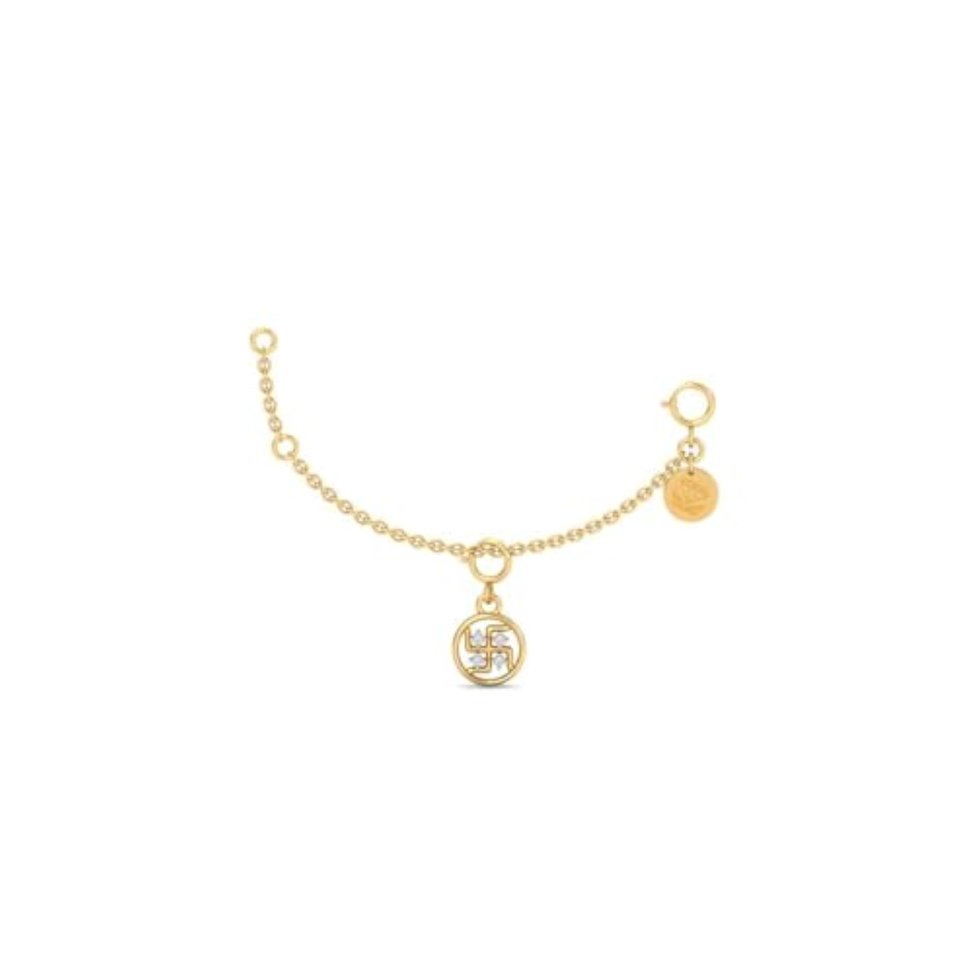 Women's 18K Yellow Gold Diamond Swastika Charm, Hallmarked