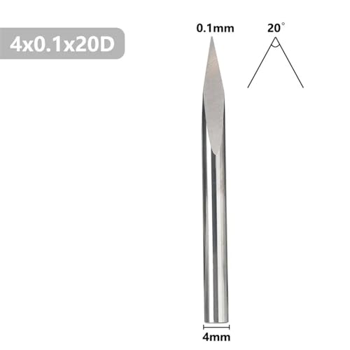 Fraise en carbure 4mm pour gravure sur bois précise 20D 0.1mm - 2