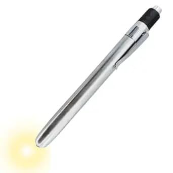 APNA KANHA® LED Penlight for Doctors, Nurses, EMTs, Students | Medical Metal Pocket Torch with Yellow Light | Diagnostic Flashlight | Battery Operated | Silver (Pack of 1)