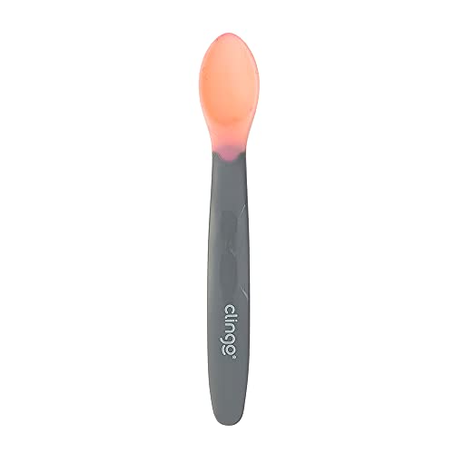 Clingo Colher Silicone Ergonomica Termo Colors Rosa/Cinza Rosa/Cinza