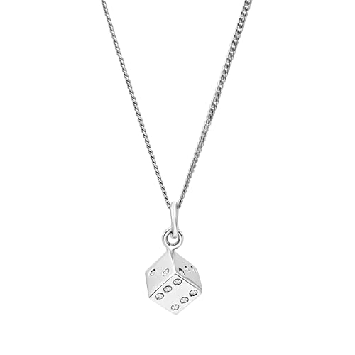 Collier dé en argent 925 pour femme avec pendentif cube minimaliste