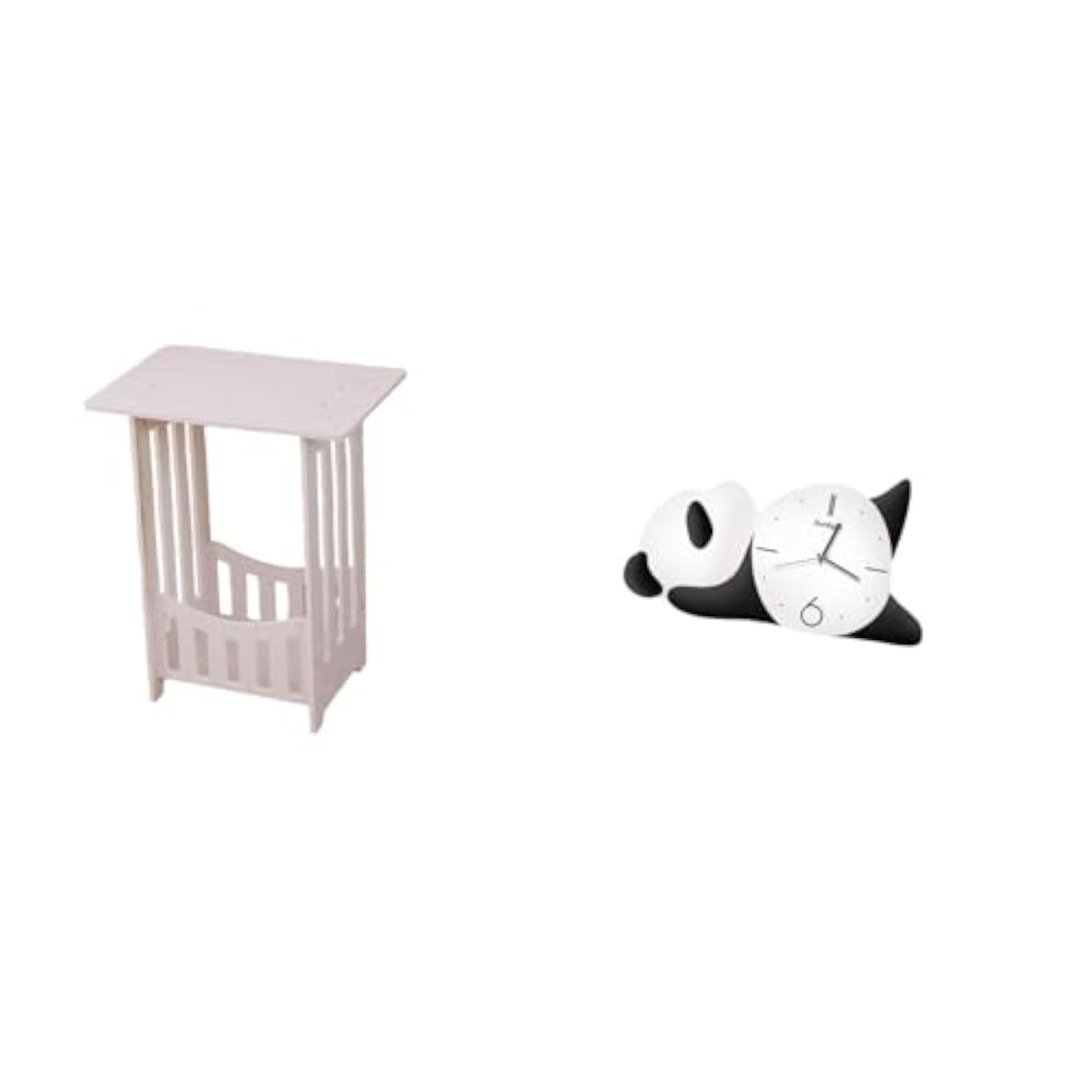Practical Bedside Table with Panda Shape Wall Clock