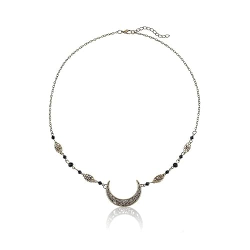 AZWOOD Boho Gold Bridal Headpiece Black Pearl Moon Chain Hair Jewelry Festival Accessory for Women and Girls - Image 4