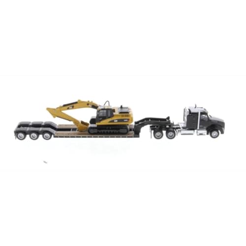 Diecast Masters 1/87 Kenworth T880s SBFS 40in Sleeper Tandem Tractor w/Lowboy & Caterpillar 320D L Hydraulic Excavator 84420