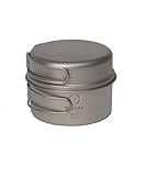 S'more Titanium Cooking Set, Ultralight Eco-Friendly Camping Cookware, 600ml Pot and 350ml Pan 2 in 1 with Folding Handle for Hiking, Traveling, and Picnic(Small)