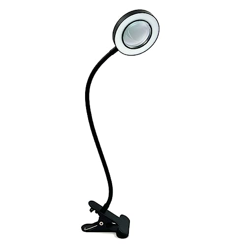 Quystetes Clip de LáMpara de Escritorio de 48 LED con Luz de Lupa 5X 360°Ajustable 3 Modos Luz de Escritorio LED para Cama Escritorio Trabajo Manualidades-1 Piezas