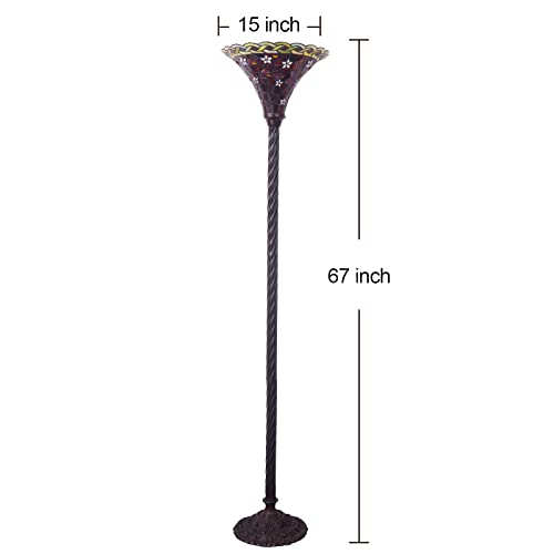 Mooview Tiffany Lamp Dragonfly Stained Glass Floor Reading Lamp 61’’ Tall Lampshade 1 Pcs Led Bulb(2700K E26) Included Christmas Gift #TOP5