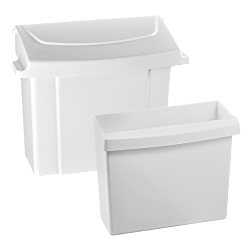 Image of Alpine Sanitary Napkin Receptacle - Feminine Hygiene Disposal Container, Wall Mounted Trash Can with Odor Control Seal & Installation Hardware (White)
