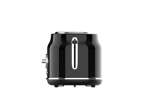 CULINARY CHEF, 2 Slice Toaster, Retro Style, Wide Slot for Bread, English Muffins, Croissants, and Bagels, 5 Adjustable Toast Settings, Cancel and Defrost, 900w, Black