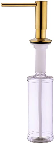 Gold Soap Dispenser,Sold Brass Gold Soap Dispenser for Kitchen Sink,Commercial Liquid Dish Dispensers,Built in Kitchen Sink Soap Dispenser,Brushed Gold Lotion Dispenser