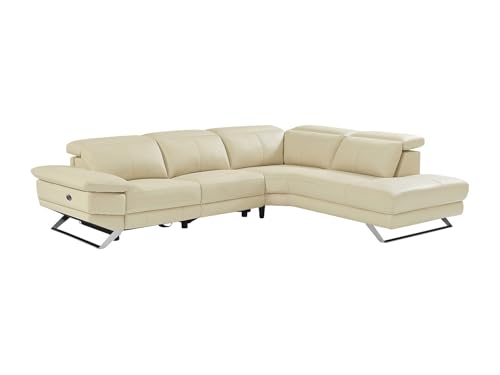 Vente-unique - Canapé d'angle Droit Relax électrique en Cuir de Vachette Beige Puno II