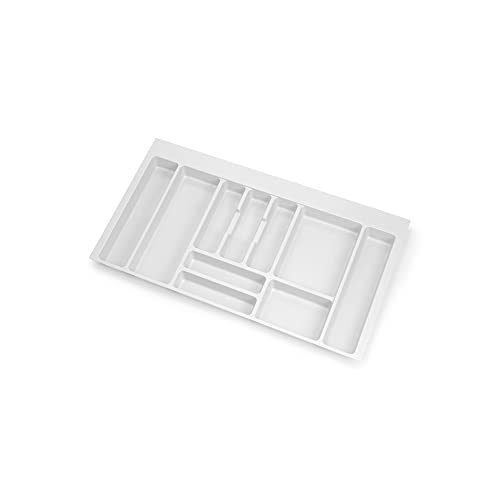 EMUCA - Cubertero para cajón de cocina Vertex/Concept 500, módulo 900 mm, Tablero: 16mm, Plástico, blanco