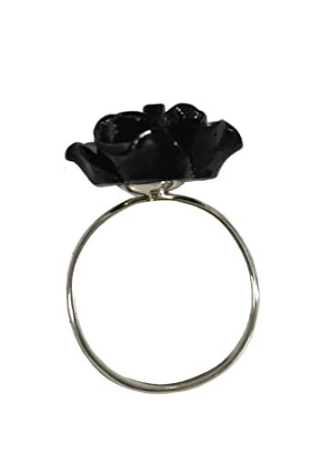 Avantar, Blooming Rose Lover Ring .925 Sterling Silver For Women, Girls, And Men (Red Coral) Color : Synthetic Color Like Resin,Color Fixed, Black And Red (Red Coral) #TOP7