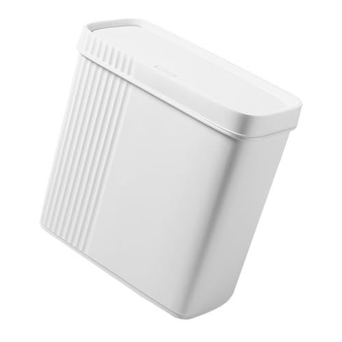 Caneca de basura rectangular blanca de 10L Healifty miniatura 1