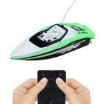 STORE99 3392M 4-Channel 40MHz Rechargeable Mini Racing Boat RC Speedboat Children Toy with Remote Controller(Green)