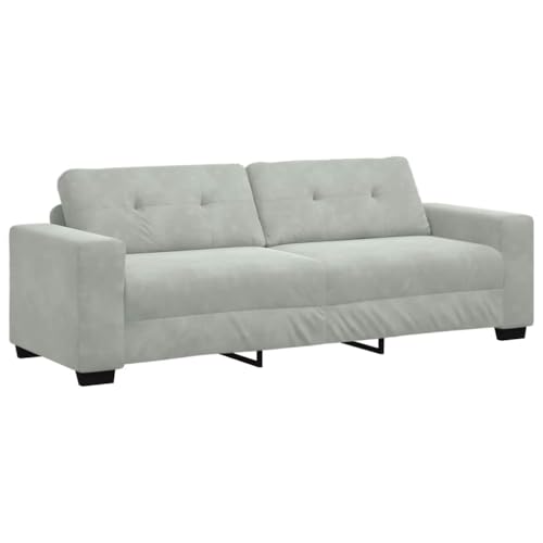 Qnhdfrt 2er und 3er Samtsofa Set klein hellgrau mit Breiten Armlehnen und Holz Metall Gestell Modernes Wohnzimmer Couchgarnitur für Living Room Gästezimmer Büro – Bild 6