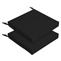 Easy-Going 19x19x3 in 2 Pack Waterproof Outdoor Chair Cushion Non-Slip Patio Garden Couch Seat Cushion with Zipper and Adjustable Straps Black