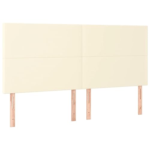 vidaXL Tête de Lit Meubles de Chambre à Coucher Accessoires de Lit Simple Têtes de Cadre de Lit Intérieur Crème 180x5x118/128 cm Similicuir