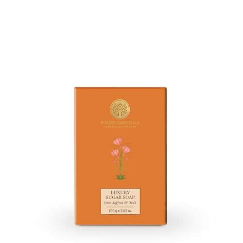 Forest Essentials Lime Saffron & Oudh Soap | Ayurvedic Scented Handmade Bath Soap | Gently Cleanses & Softens Skin | With Natural Oils & Raw Cane Sugar