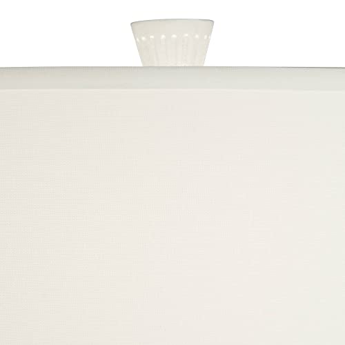 wall lamp Luke 30" Tall Large Geometric Mid Century Modern Coastal End Table Lamp White Finish Single Fabric Shade Living Room Bedroom Bedside Nightstand House Office Home Reading wall lamp - Image 4