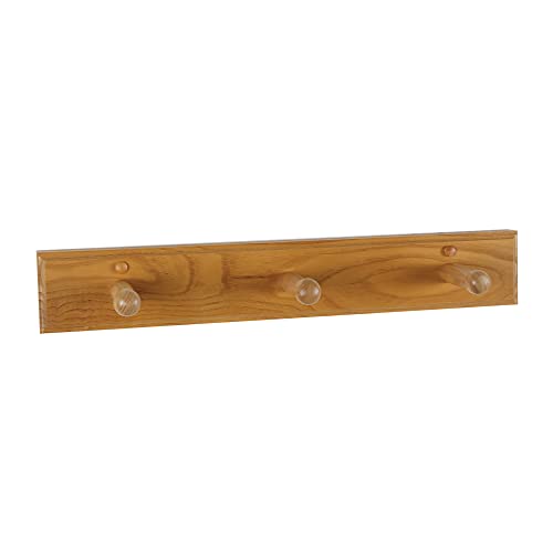 Design House Dalton Triple Robe Hook, Wall Mount, Wood, Honey Oak, Easy Installation, 2.75 in H x 17.4 in W x 4.6 in L, Item 561225
