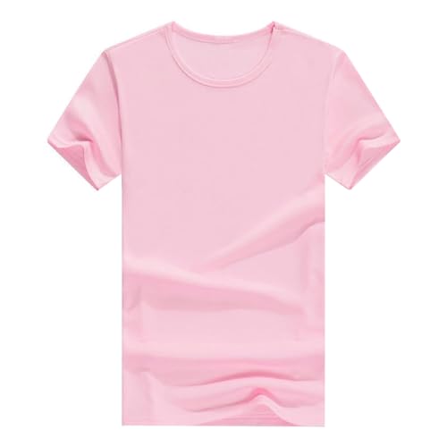 Camiseta de manga corta para niños, transpirable, unisex, cuello redondo, cómodo, suave, para verano, uso diario, tiempo libre, Rosa., 11-12 años