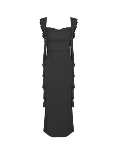 Image of CIDER Formal Dresses for Women Wedding Guest Dresses Summer Maxi Dress Sleeveless Mesh Ruffle Cocktail Dress Elegant Outfits