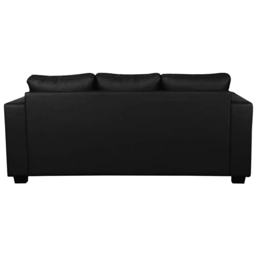Image of Furny Harrie 3 Seater Leatherette Sofa Set (Black) | Soft Velvet Fabric | Modern Design | Comfortable Seating | Living Room Furniture