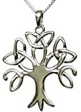 Sterling Silver Celtic Trinity Tree of Life Necklace 25 X 25MM