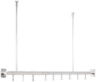 Tropik home NEW CHROME SHOWER CURTAIN RAIL ROD, L OR U SHAPE, CORNER POLE TRACK WITH HOOKS AND CEILING 2 SUPPORTS