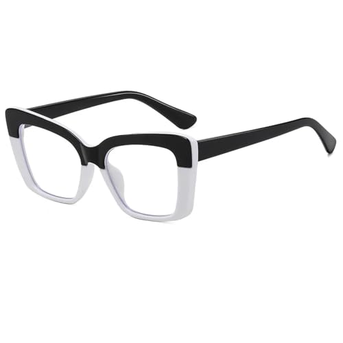Lunettes de soleil tendance transparentes à monture bicolore graphique blanche et noire