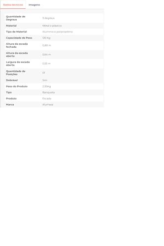 Banqueta Escada Doméstica Alumínio 3 Degraus