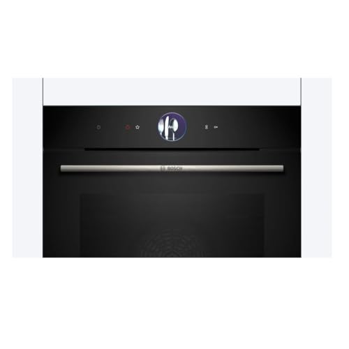 Bosch HBG7764B1, Smarter iQ700 Einbau-Backofen, 60 x 60 cm, Schwarz, Made in Germany, Pyrolyse & Hydrolyse, Bratenthermometer, Air Fry, Farbiges Touch-Display, 4D Heißluft, Backautomatik, Pizzastufe