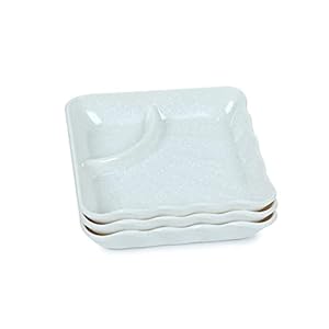 Melamine Square Dip Chip || Starter Serving || Samosha Plates (3 Chip & Dip Tray; White Marble Print)