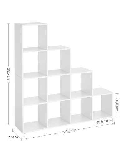 Miniatura 3 de Vasagle Estantería En Forma De Escalera De Almacenamiento Con 10 Cubos, Estante De Exhibición De Madera, De Pie, Ideal Para Estudio, Sala De Estar Y Dormitorio, Blanco,Lbc10wtv1