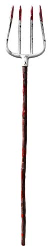 Nicky Bigs Novelties Pitchfork Costume Accessories and Halloween Prop, Scary Pronged Fork with Fake Blood and Realistic Faux Wood Handle, Strong Heavy-Duty Plastic, 56