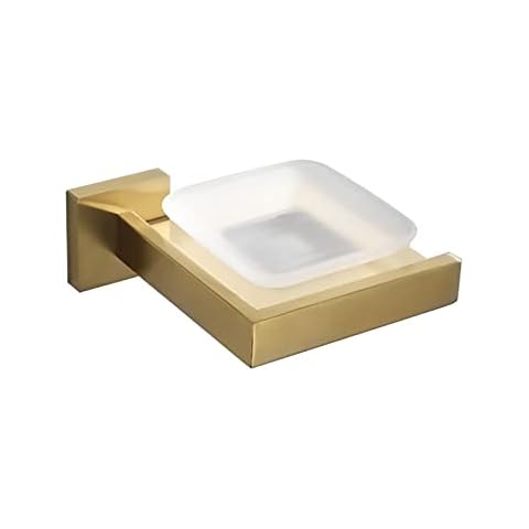 Soap Dish Holder for Shower Aluminum Wall Mounted Bar Soap Holder for Bathroom Kitchen Brushed Gold Soap Basket Cover