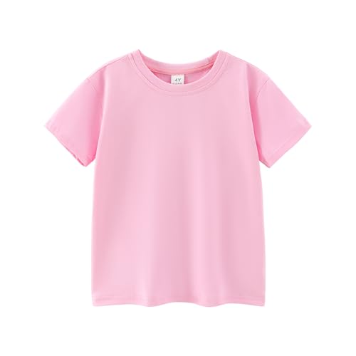 Image of Kids T Shirt Short Sleeve Crewneck Tee for Toddler Boys and Girls Cotton Basic Summer Top 2-6 Years