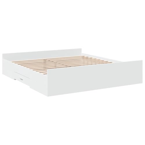 vidaXL Cadre de lit avec tiroirs sans Matelas Blanc 200x200 cm
