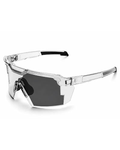 FOSHANEER UV400 Photochromic Polarized Safety Glasses - Impact Resistant Outdoor Sports Eyewear with Transition Lenses - Anti-Glare Protective Work Sunglasses for Cycling Driving & Fishing (Gray)