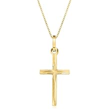 Ross-Simons Italian 18kt Yellow Gold Diamond-Cut Cross Pendant Necklace