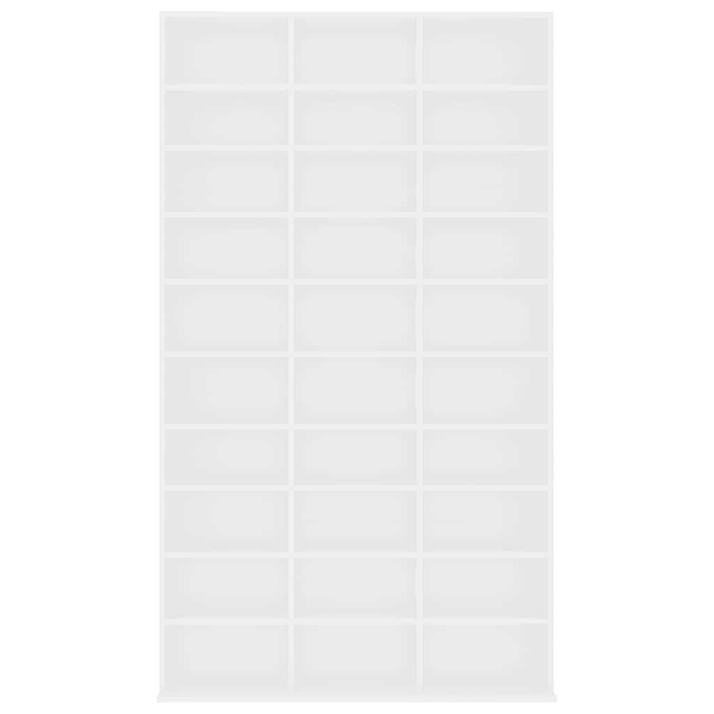 Armario para CD, color blanco, 102 x 23 x 177,5 cm, material de madera, 30 compartimentos abiertos para discos de vinilo, estante de almacenamiento como estante para CD, montaje en pared
