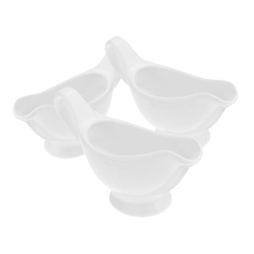 FUNOMOCYA 3pcs Sauce Pot Gravy Boat Sauce Containers Seasoning Jar Condiment Boats Sauce Dispensers Gravy Saucer Sauce Cup Sauce Boat with Handle Condiment Bowl Gravy Pitcher Ceramics White
