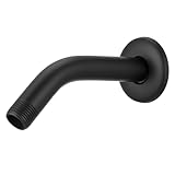 Eolax 6 Inch Shower Arm and Flange, Made of Stainless Steel, Wall-Mounted For Fixed Shower Head and Handheld Showerhead Mounts (6' Black)