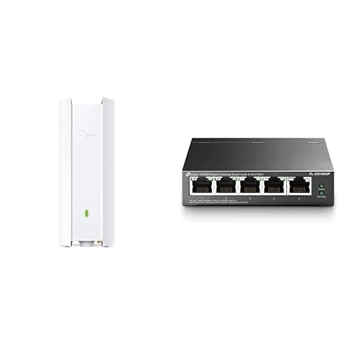 TP-Link EAP610-Outdoor AX1800 Gigabit Dualband WiFi 6 WLAN Access Point mit TL-SG1005P 5-Port Gigabit PoE Switch