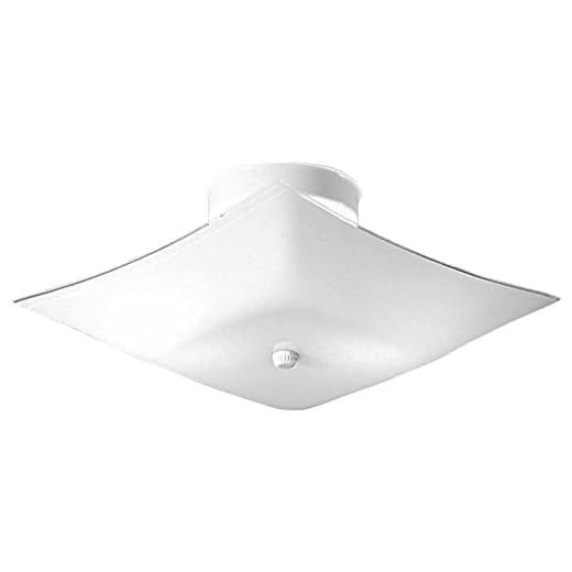 Progress Lighting P4961-30 Square Glass Close-to-Ceiling, 12-Inch Diameter x 5-1/2-Inch Height, White
